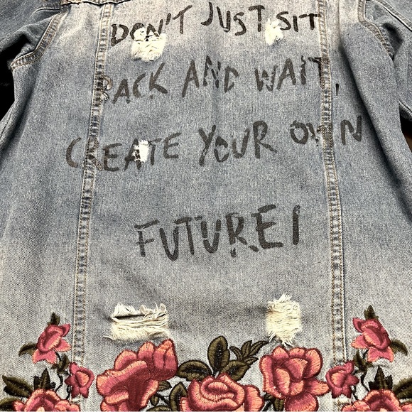 “create your own future”longline denim jacket - Picture 6 of 11